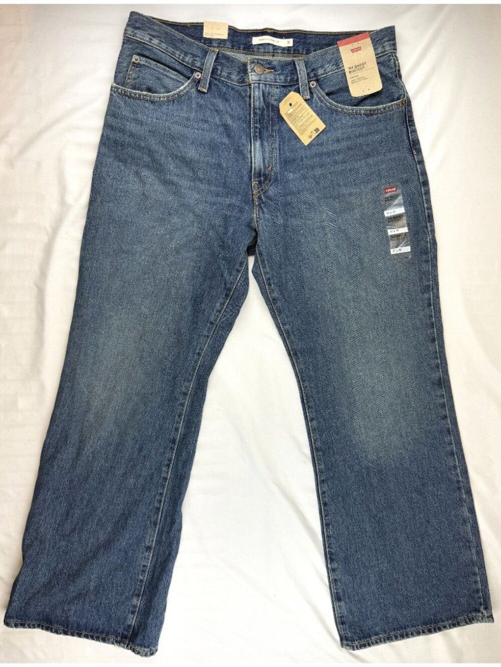 NWT Levis 94 Baggy Bootcut Jeans Womens 31 Blue Denim Mid Rise Irregular 31 Inse